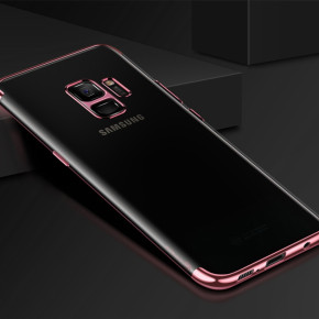 Луксозен силиконов гръб ТПУ прозрачен Fashion за Samsung Galaxy S9 G960 златисто розов кант